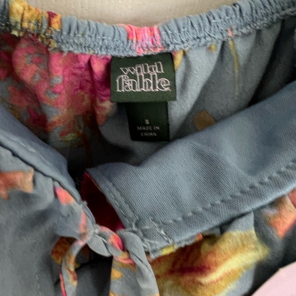 1) Wild Fable Flounce Sleeve Maxi Empire Waist Dress Blue Floral Size small - Picture 5 of 8